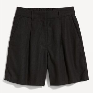 Old Navy Women’s Extra High Waisted Linen Blend Black Shorts Size Medium NWOT